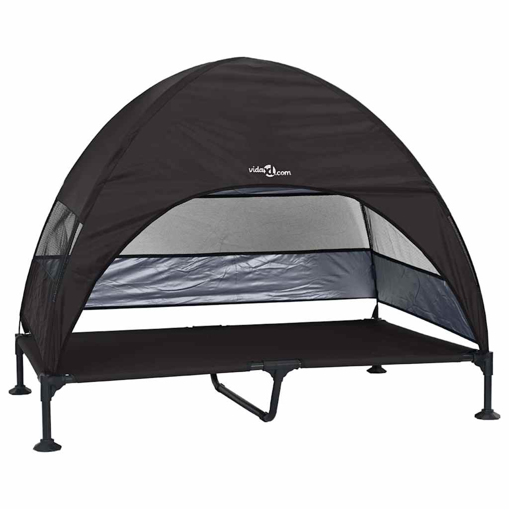 Raised Dog Bed Folding Black 127 x 81 x 108 cm Fabric and Steel