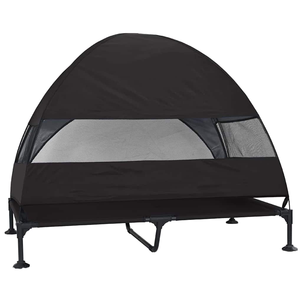 Raised Dog Bed Folding Black 127 x 81 x 108 cm Fabric and Steel