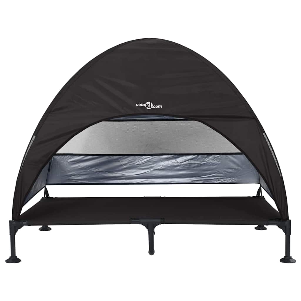 Raised Dog Bed Folding Black 127 x 81 x 108 cm Fabric and Steel