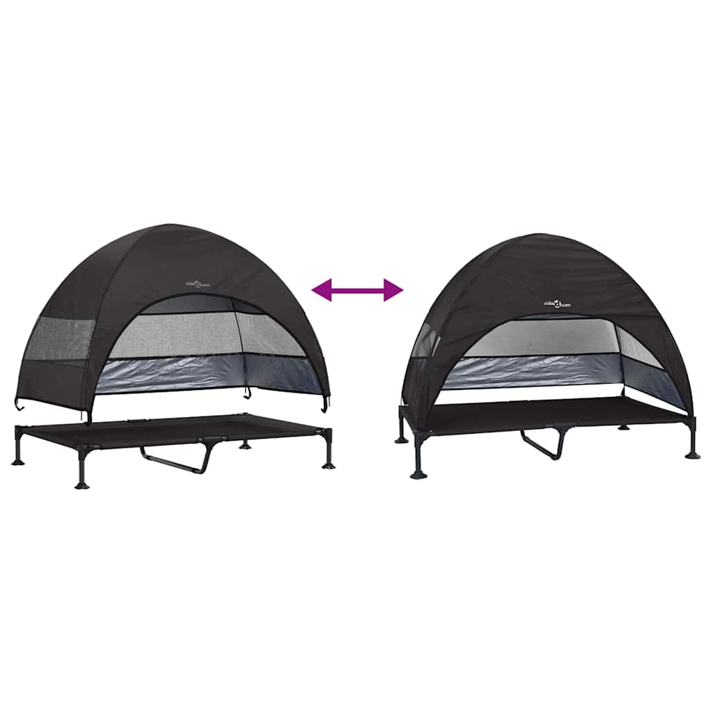 Raised Dog Bed Folding Black 127 x 81 x 108 cm Fabric and Steel