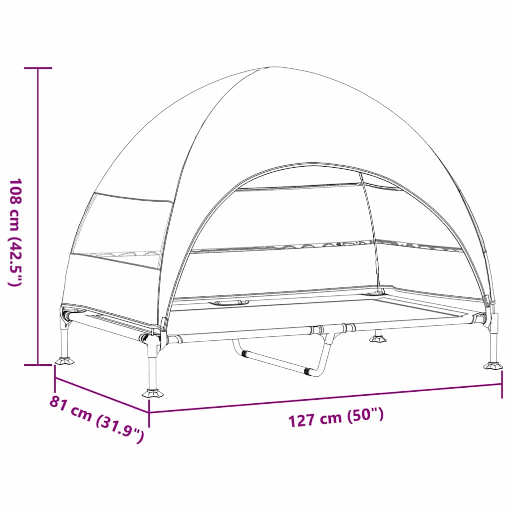 Raised Dog Bed Folding Black 127 x 81 x 108 cm Fabric and Steel