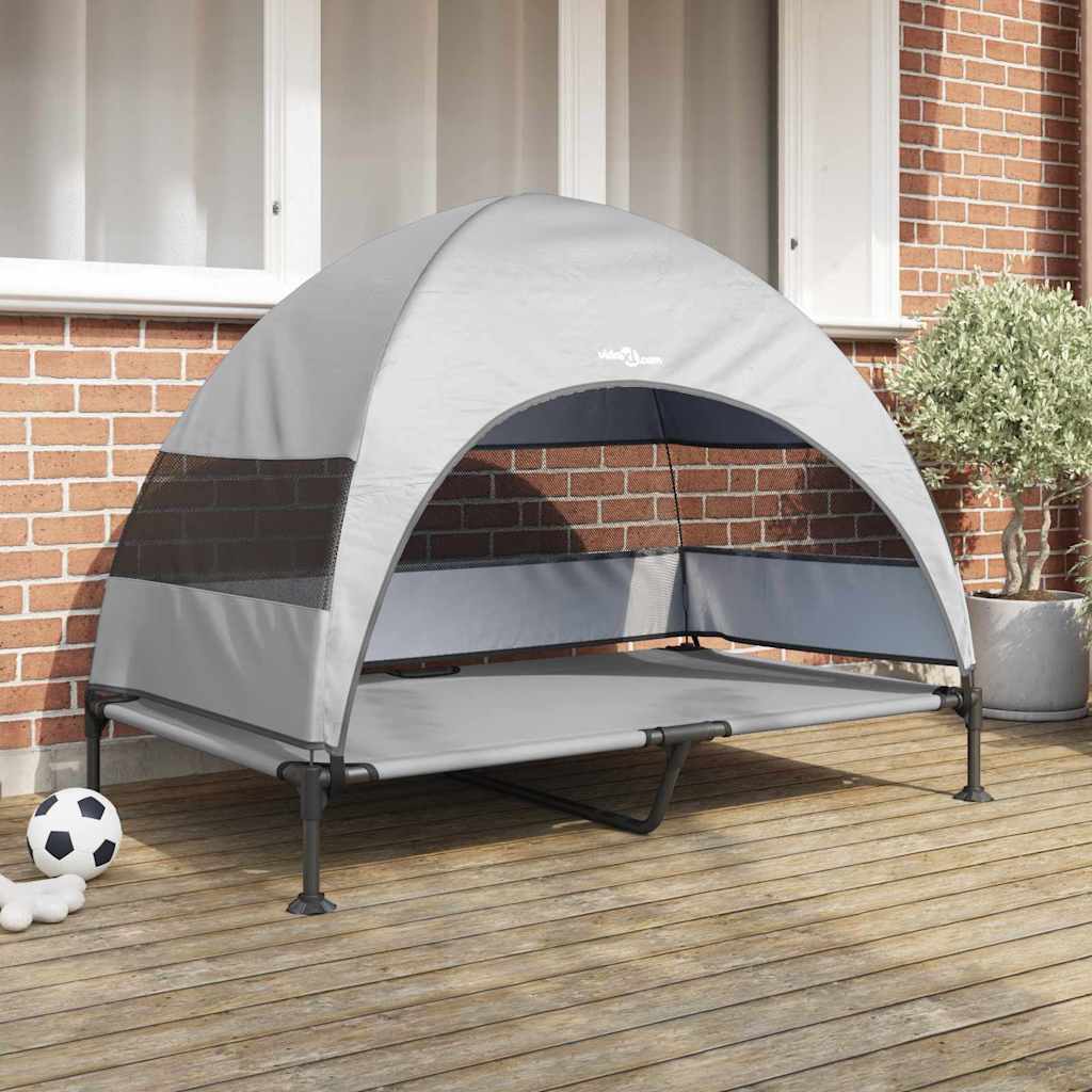Raised Dog Bed Silver Grey 127 x 81 x 108 cm Fabric and Steel