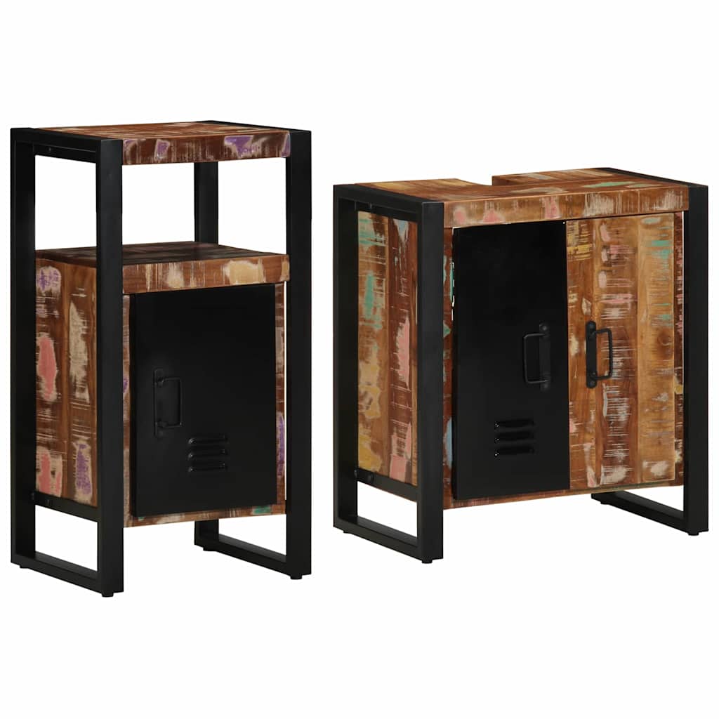 Bathroom Furniture Set 2 pcs Brown Solid reclaimed wood