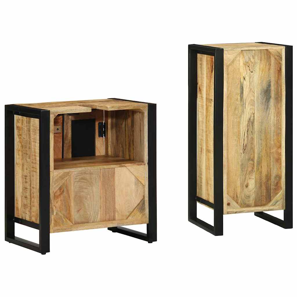 Bathroom Furniture Set 2 pcs Brown Solid Mango Wood