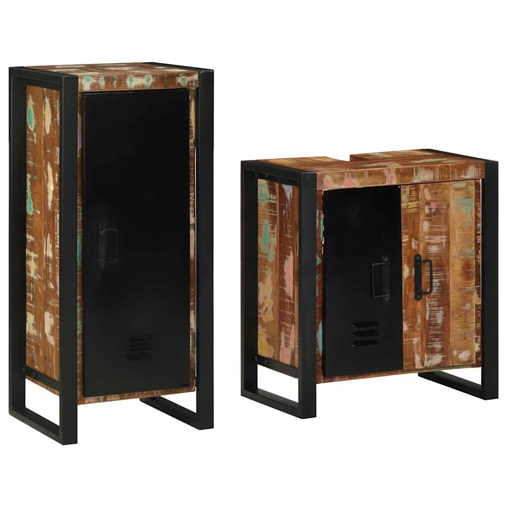 Bathroom Furniture Set with Shelf 2 pcs Solid reclaimed wood