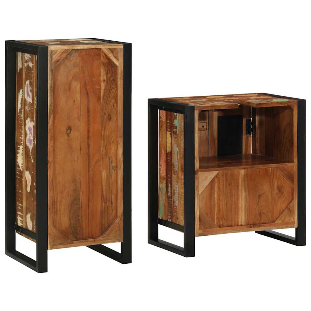 Bathroom Furniture Set with Shelf 2 pcs Solid reclaimed wood