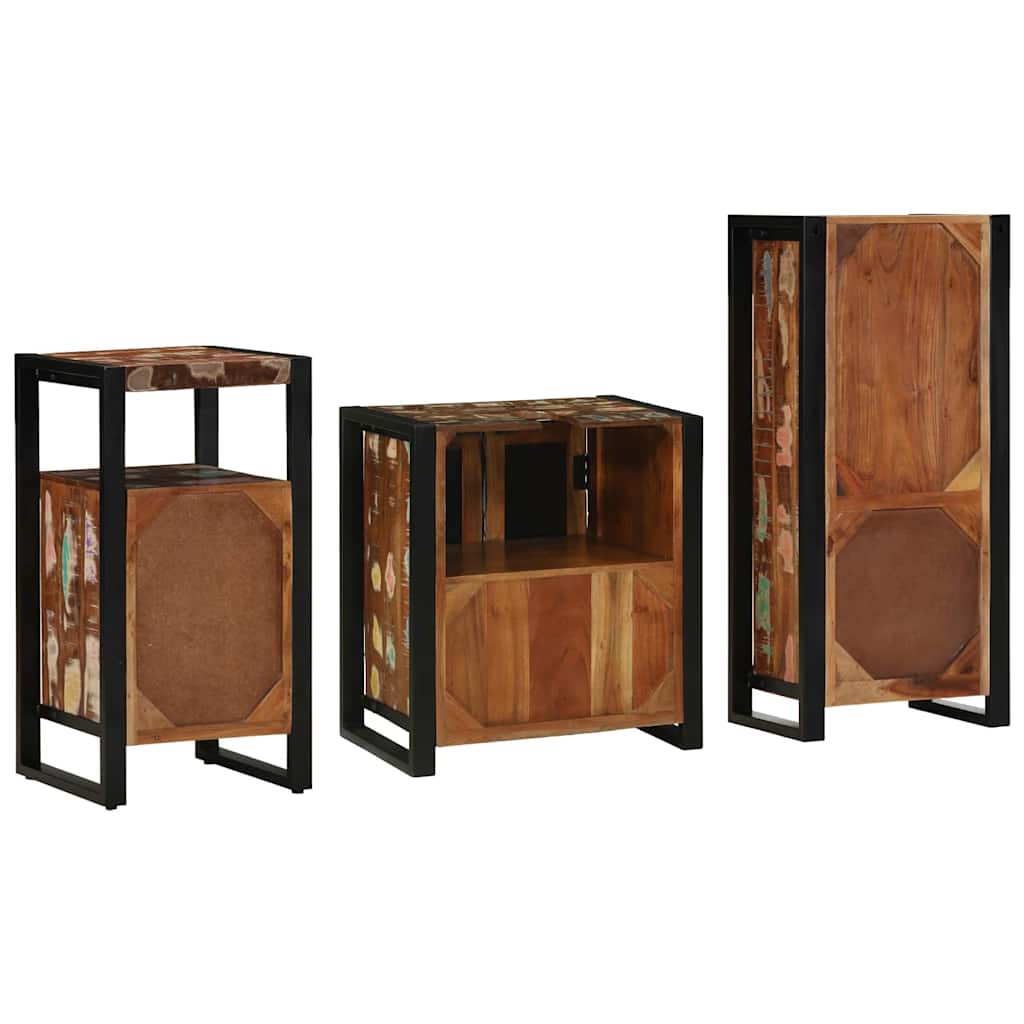 Bathroom Furniture Set 3 pcs Multicolour Solid Reclaimed Wood