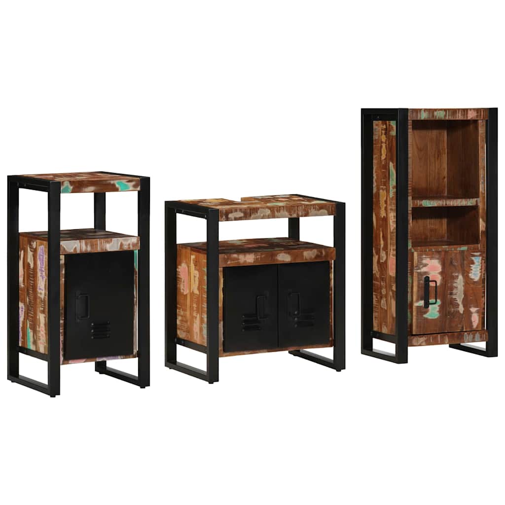 Bathroom Furniture Set 3 pcs Multicolour Solid Reclaimed Wood