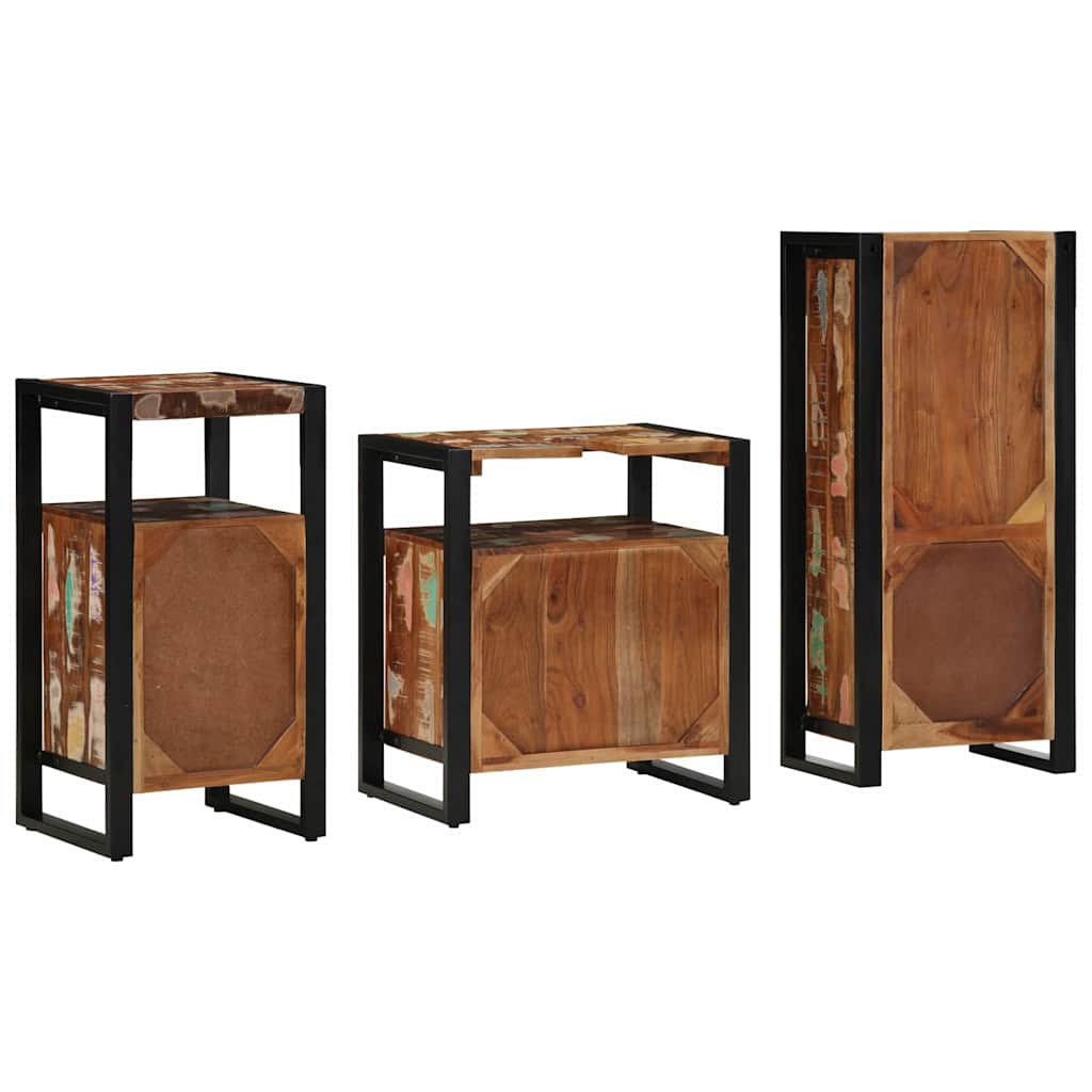 Bathroom Furniture Set 3 pcs Multicolour Solid Reclaimed Wood