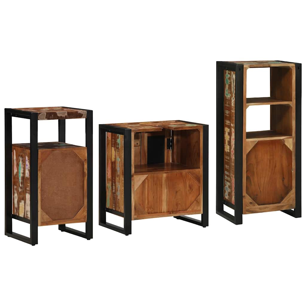 Bathroom Furniture Set 3 pcs Multicolour Solid Reclaimed Wood