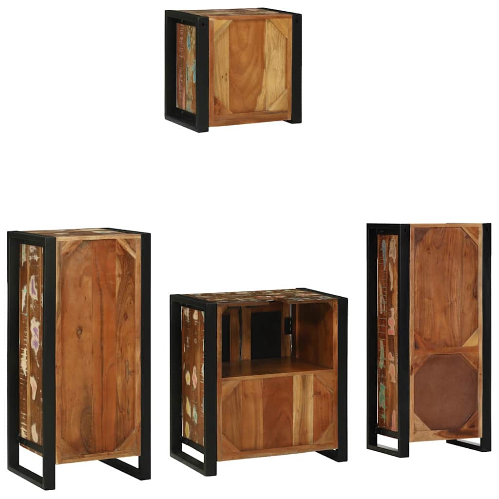 Bathroom Furniture Set 4 pcs Multicolour Solid Reclaimed Wood