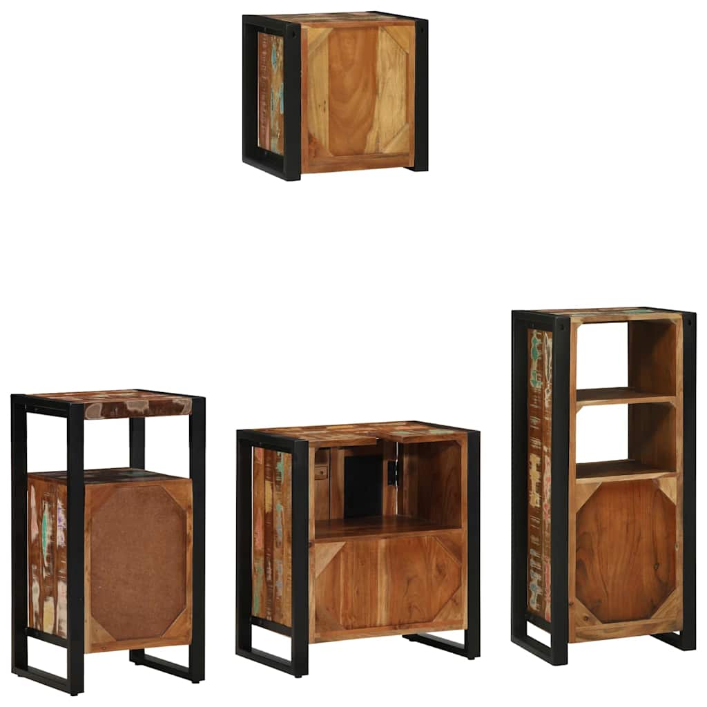 Bathroom Furniture Set 4 pcs Multicolour Solid Reclaimed Wood