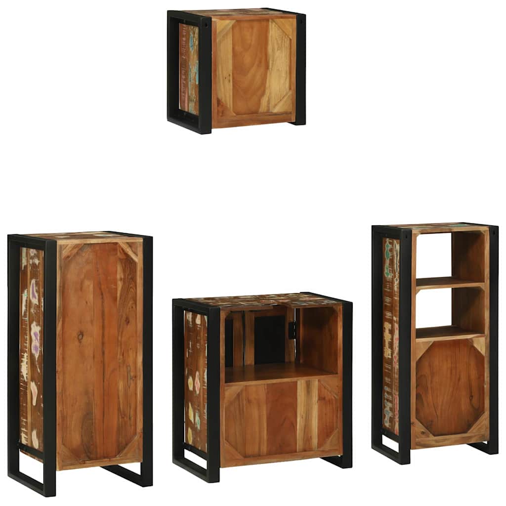 Bathroom Furniture Set 4 pcs Multicolour Solid Reclaimed Wood