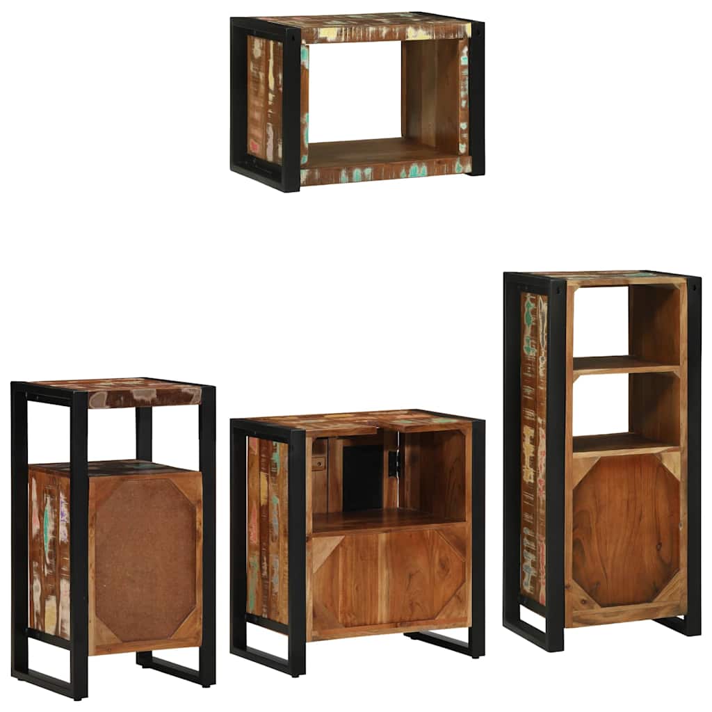 Bathroom Furniture Set 4 pcs Multicolour Solid Reclaimed Wood