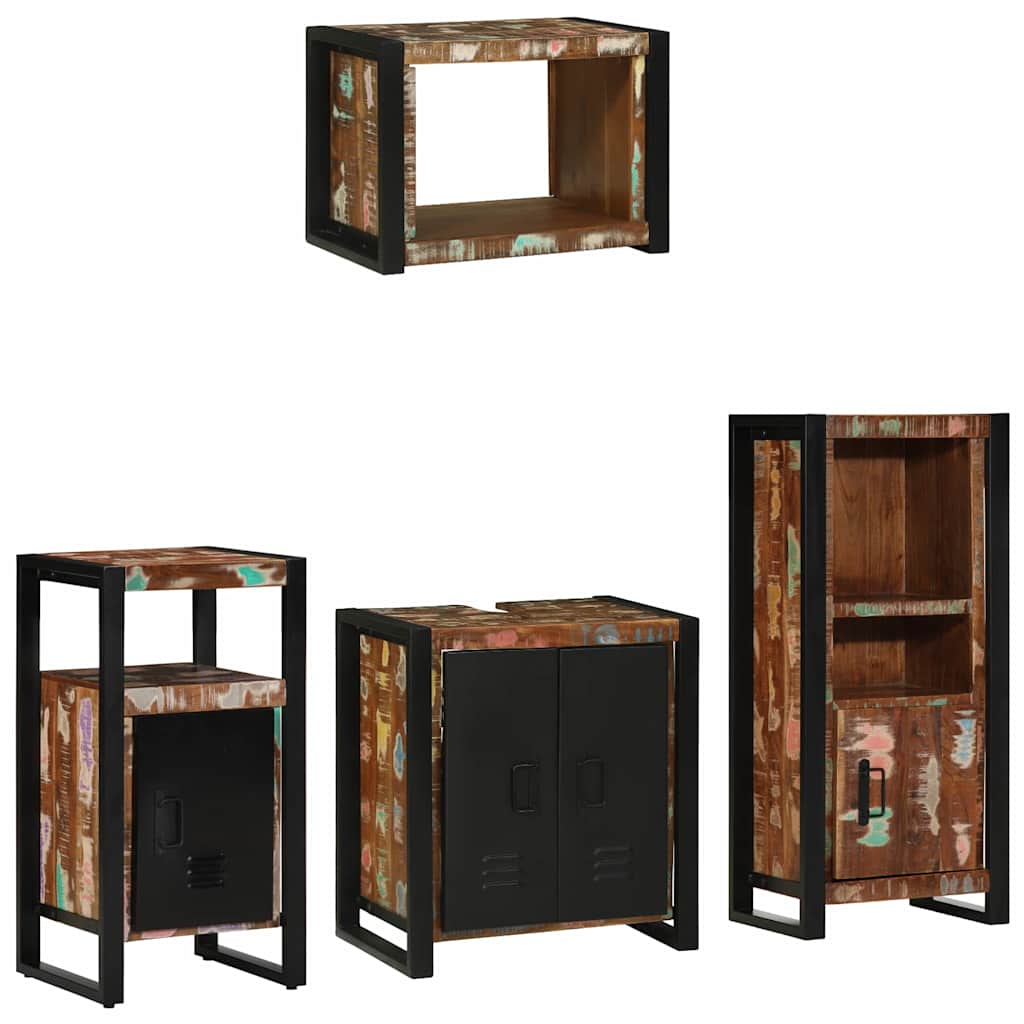 Bathroom Furniture Set 4 pcs Multicolour Solid Reclaimed Wood