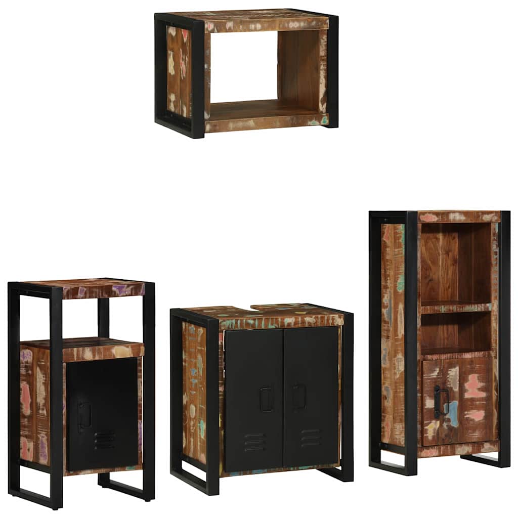 Bathroom Furniture Set 4 pcs Multicolour Solid Reclaimed Wood