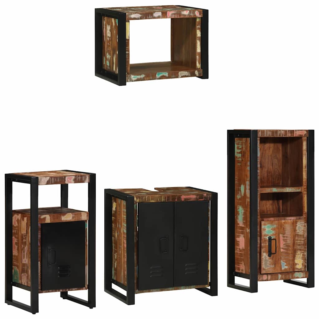 Bathroom Furniture Set 4 pcs Multicolour Solid Reclaimed Wood