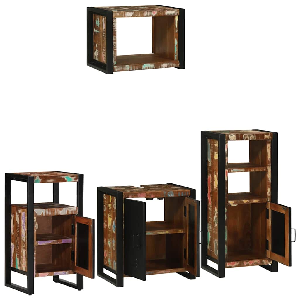 Bathroom Furniture Set 4 pcs Multicolour Solid Reclaimed Wood