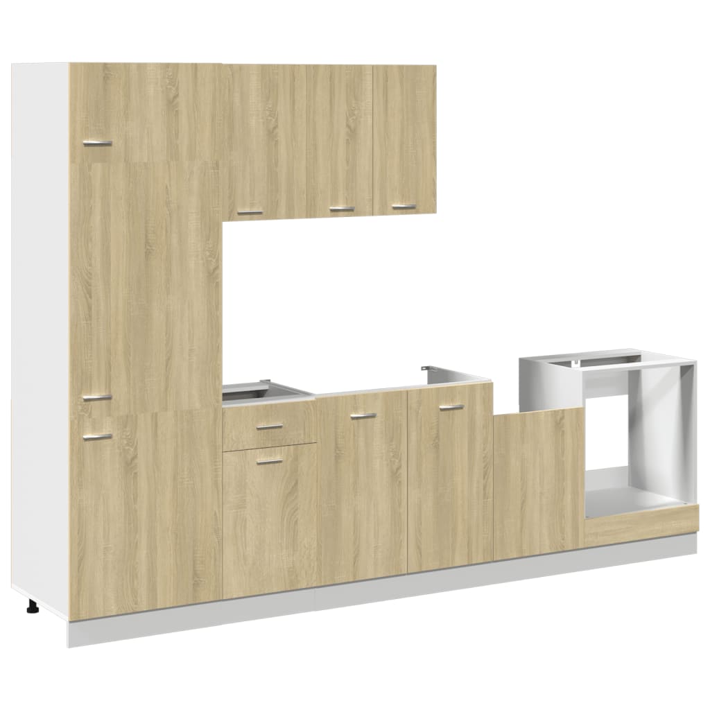 7 Piece Kitchen Cabinet Set Lyon Sonoma Oak Engineered Wood