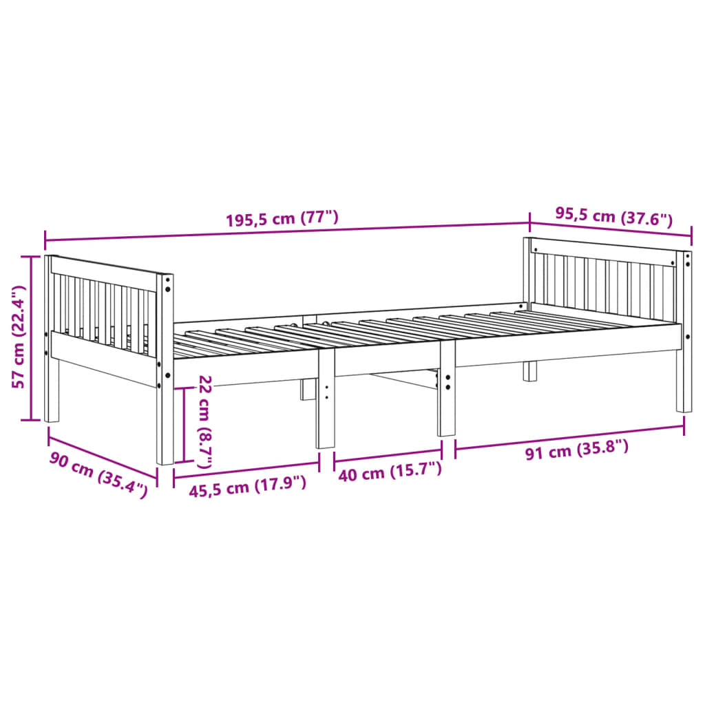 Children's Bed without Mattress Wax Brown 90x190 cm Solid Wood Pine
