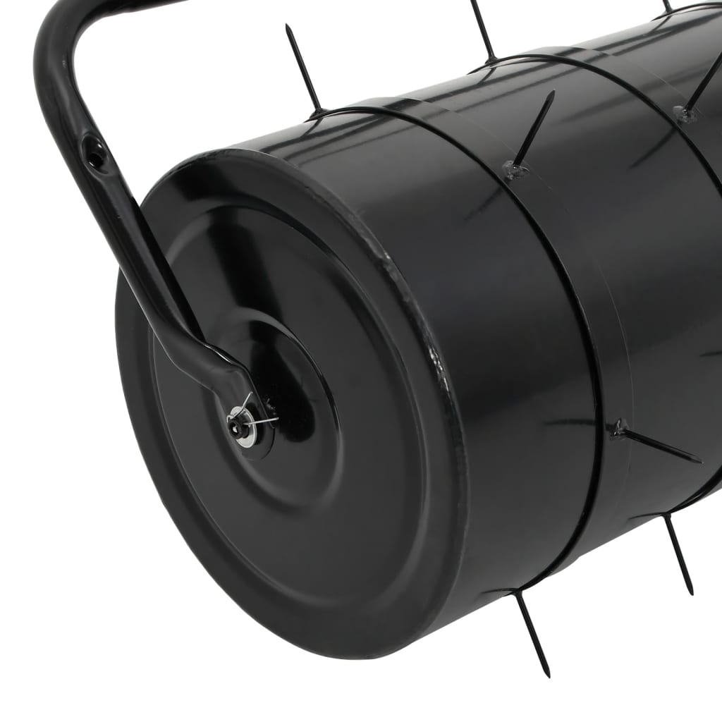 Garden Lawn Roller Pull with Aerator Clamps Black 63 L Iron and Steel