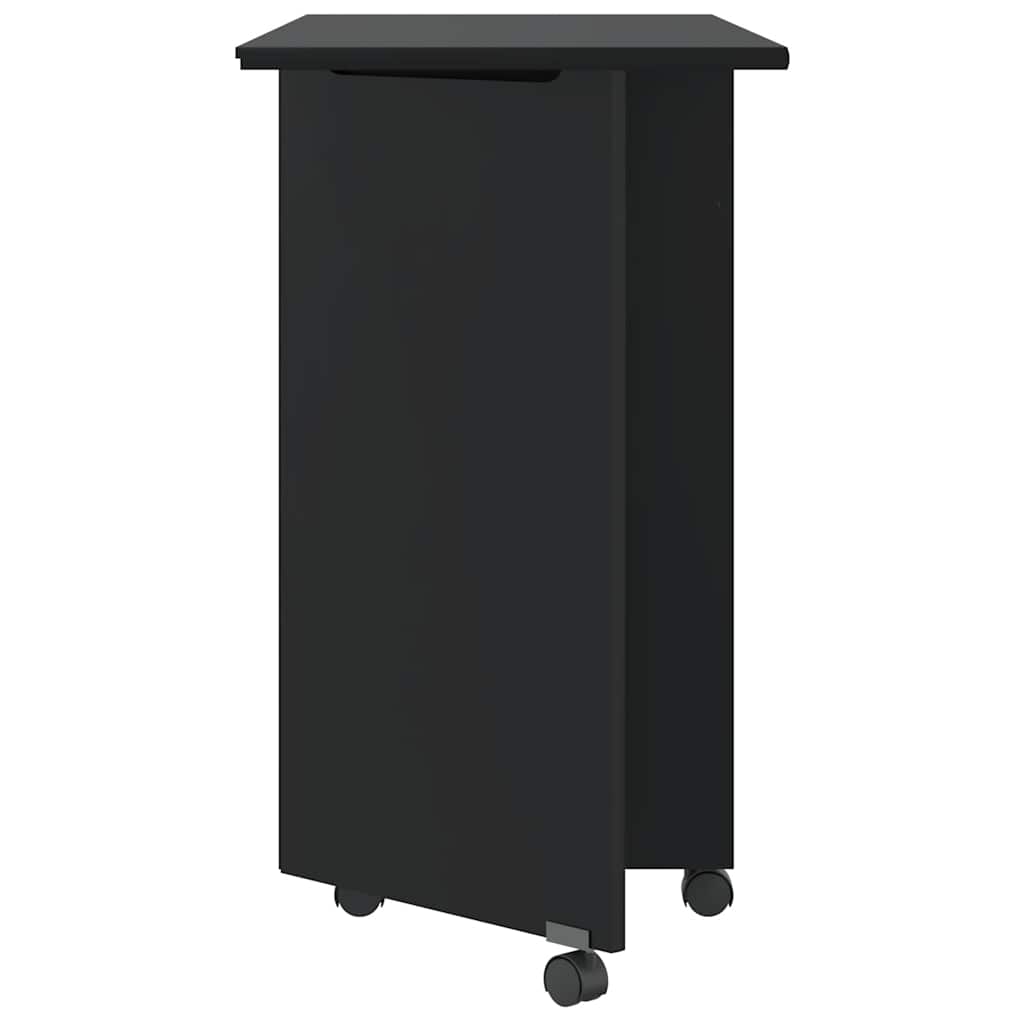 Rolling Cabinet with Desk MOSS Black Solid Wood Pine