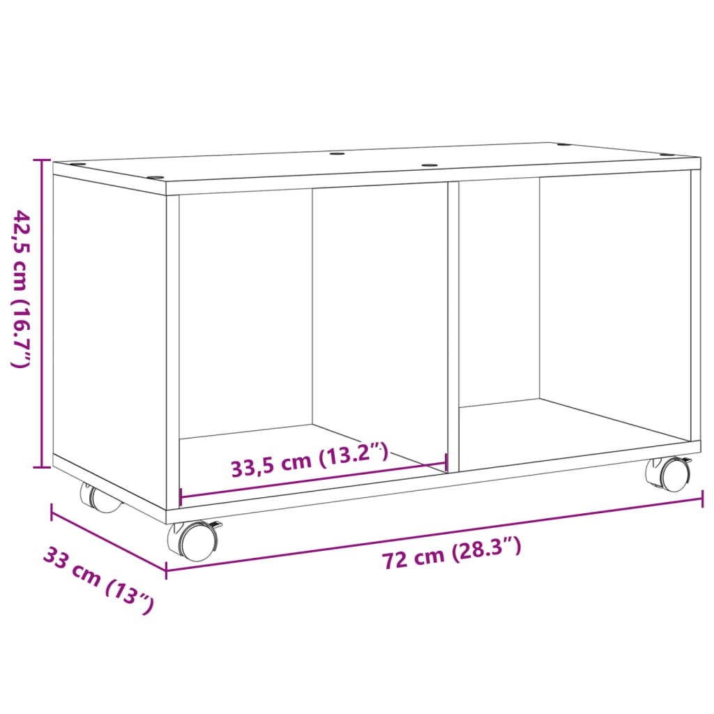 Rolling Cabinet Sonoma Oak 72x33x42.5 cm Engineered Wood