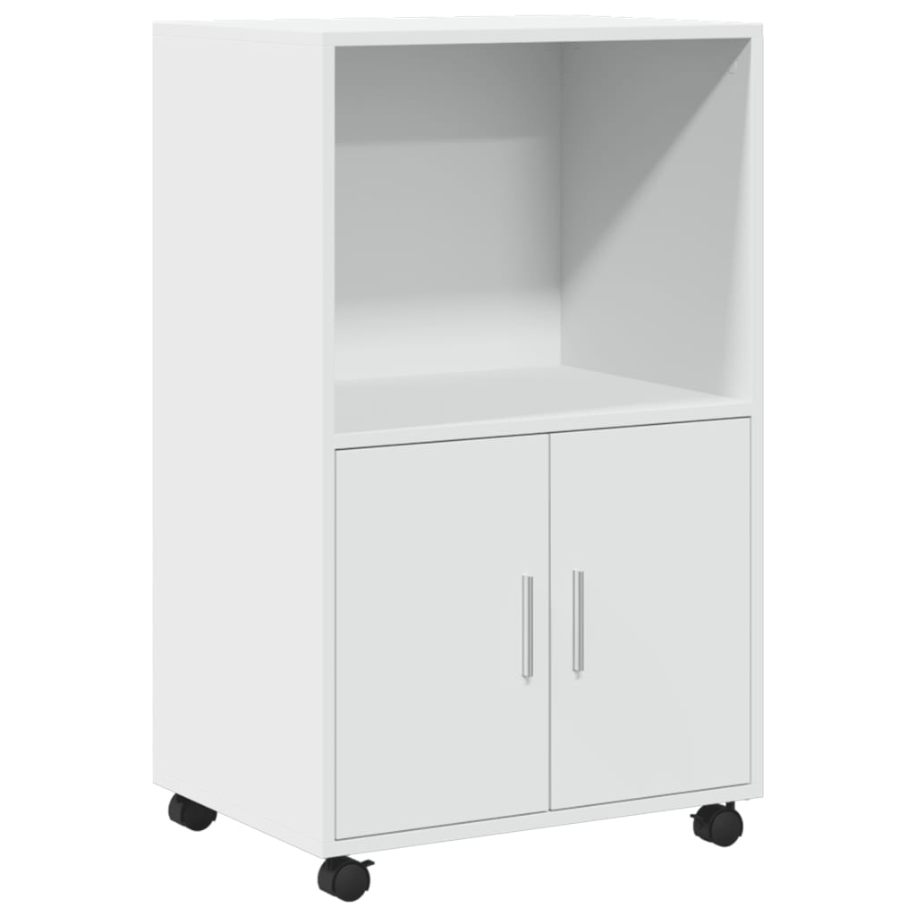 Rolling Cabinet White 55x40x91 cm Engineered Wood