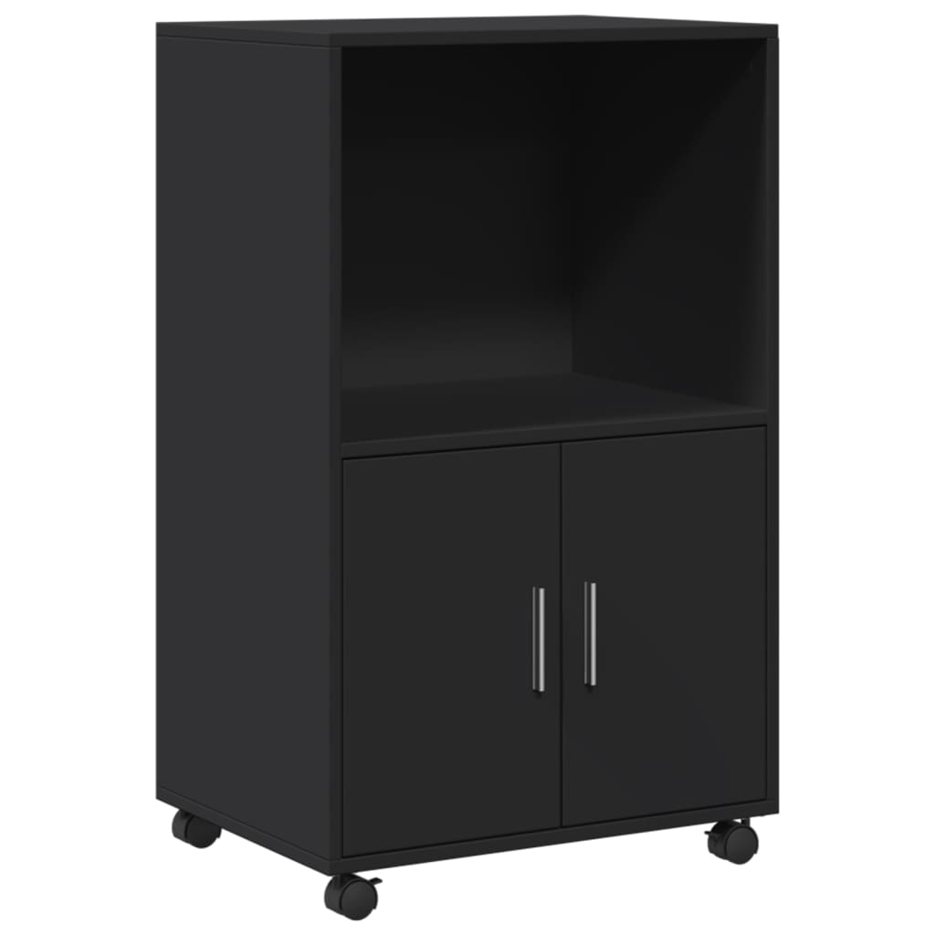 Rolling Cabinet Black 55x40x91 cm Engineered Wood