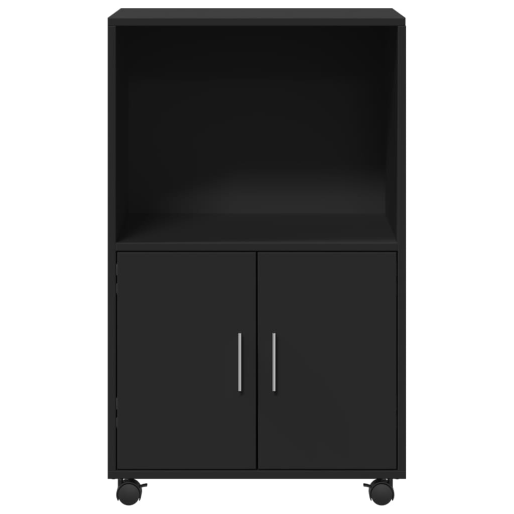 Rolling Cabinet Black 55x40x91 cm Engineered Wood