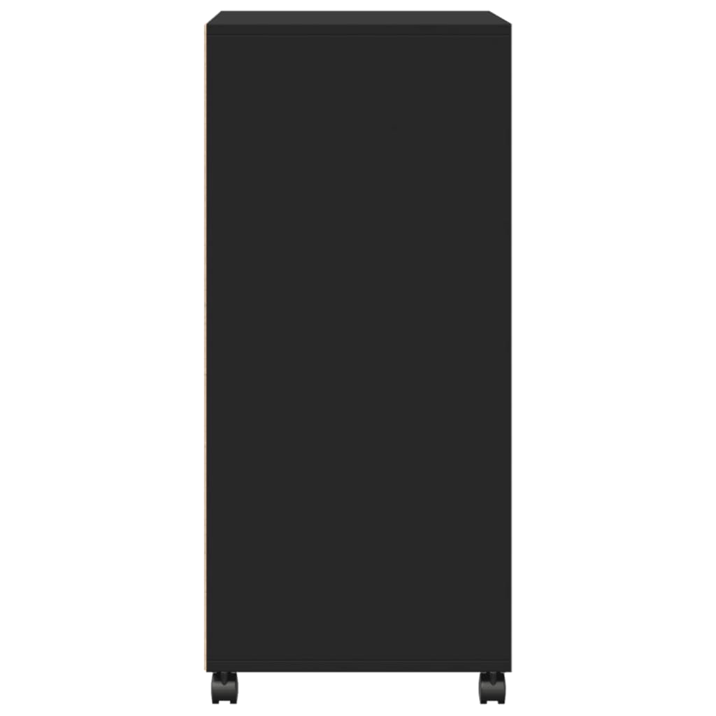 Rolling Cabinet Black 55x40x91 cm Engineered Wood
