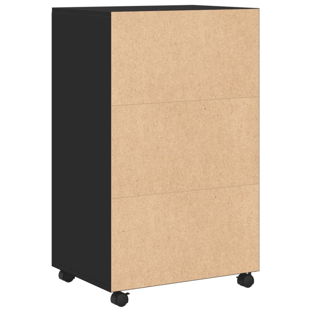Rolling Cabinet Black 55x40x91 cm Engineered Wood