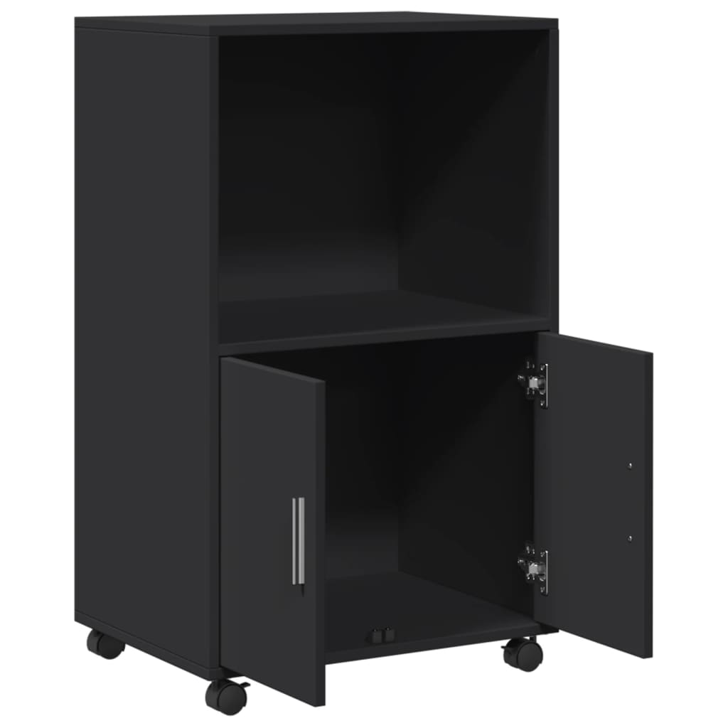 Rolling Cabinet Black 55x40x91 cm Engineered Wood