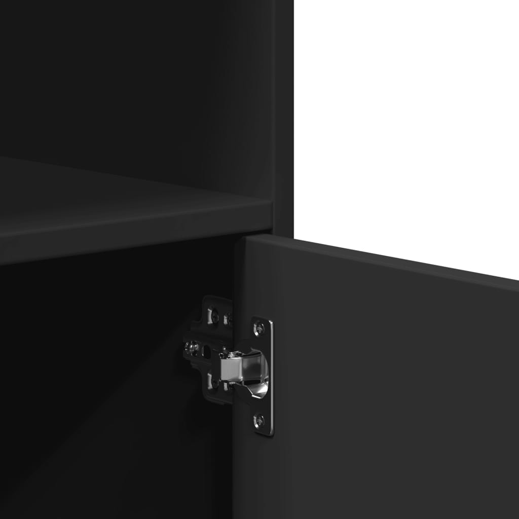 Rolling Cabinet Black 55x40x91 cm Engineered Wood