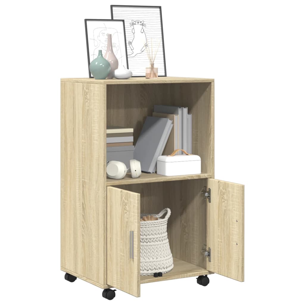 Rolling Cabinet Sonoma Oak 55x40x91 cm Engineered Wood