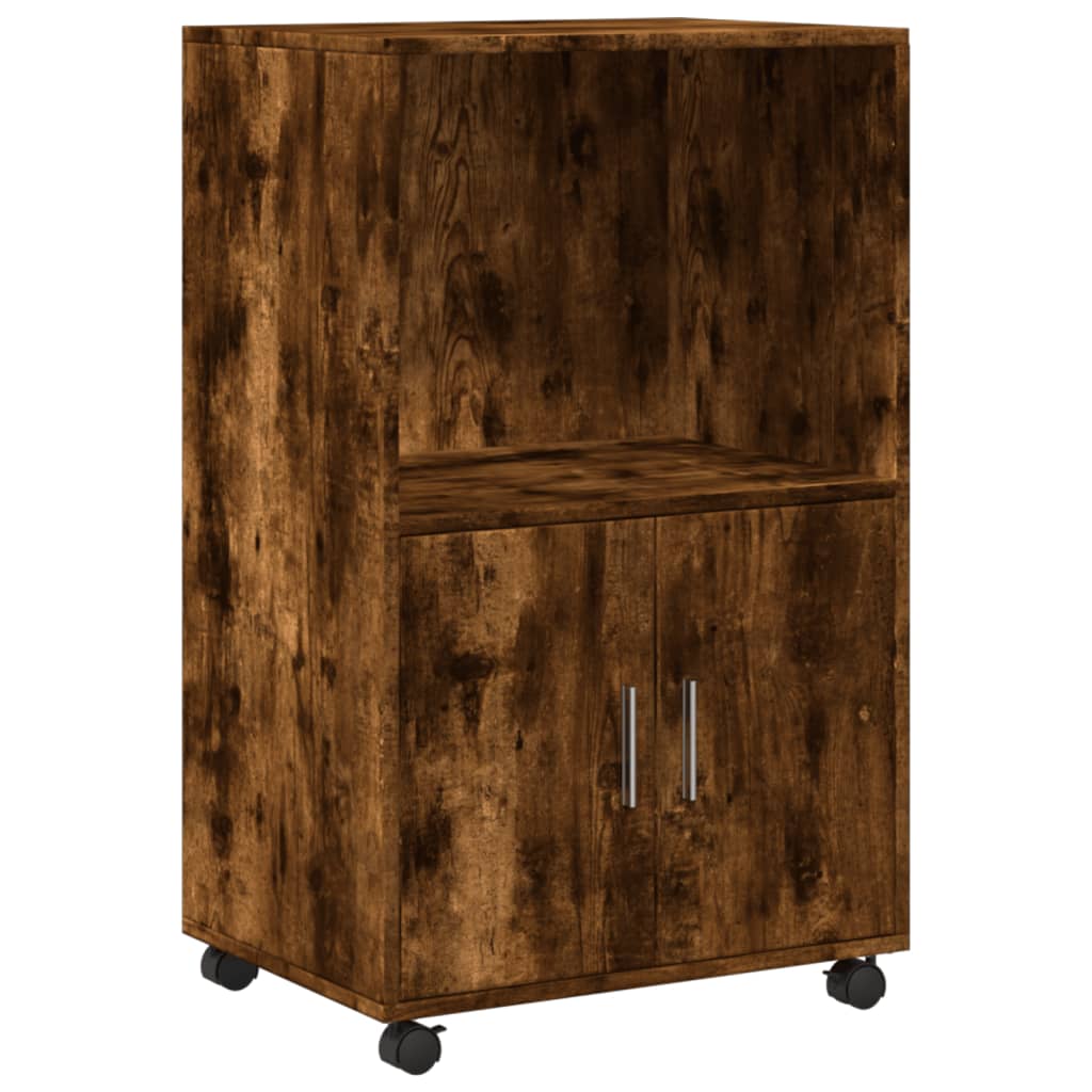 Rolling Cabinet Smoked Oak 55x40x91 cm Engineered Wood