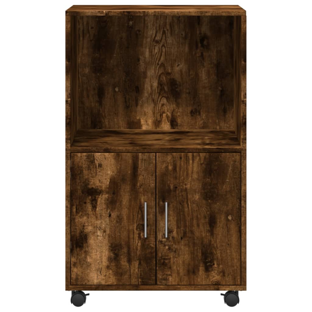 Rolling Cabinet Smoked Oak 55x40x91 cm Engineered Wood