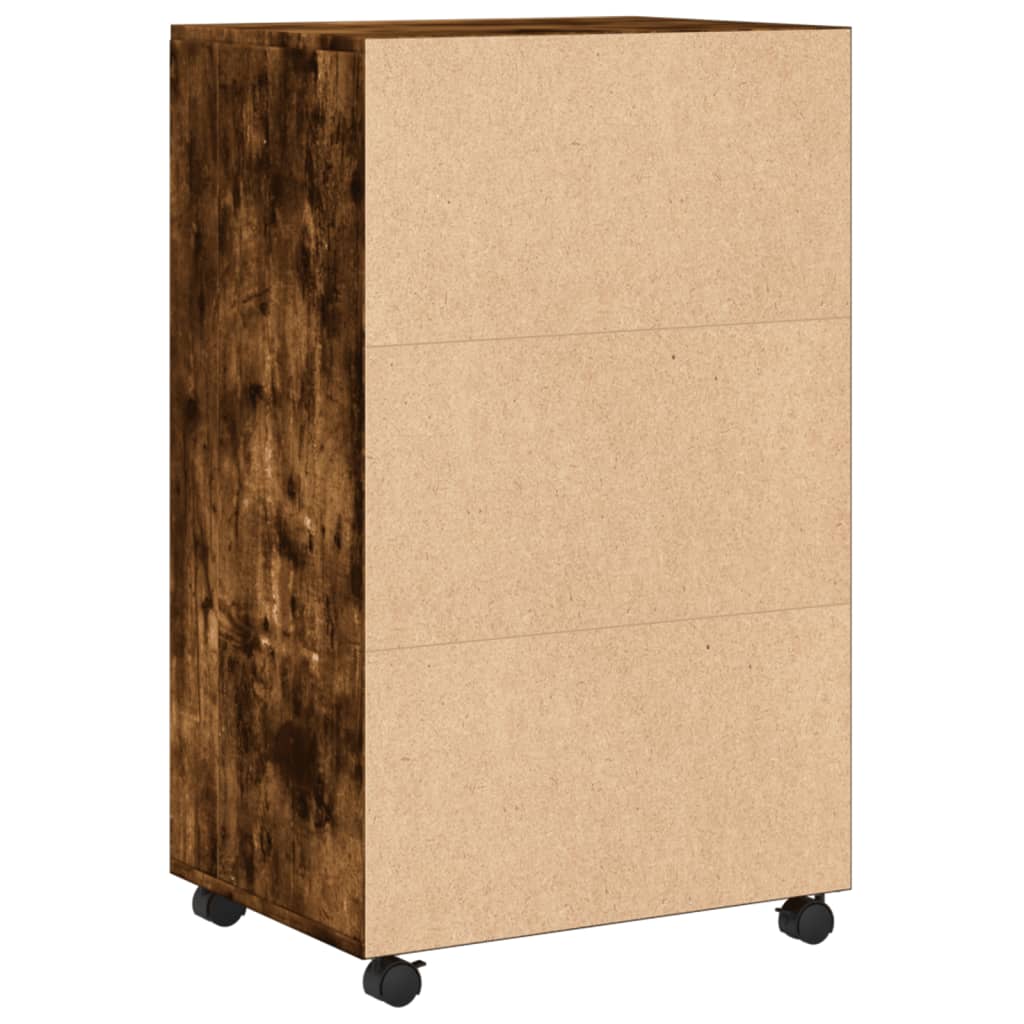 Rolling Cabinet Smoked Oak 55x40x91 cm Engineered Wood