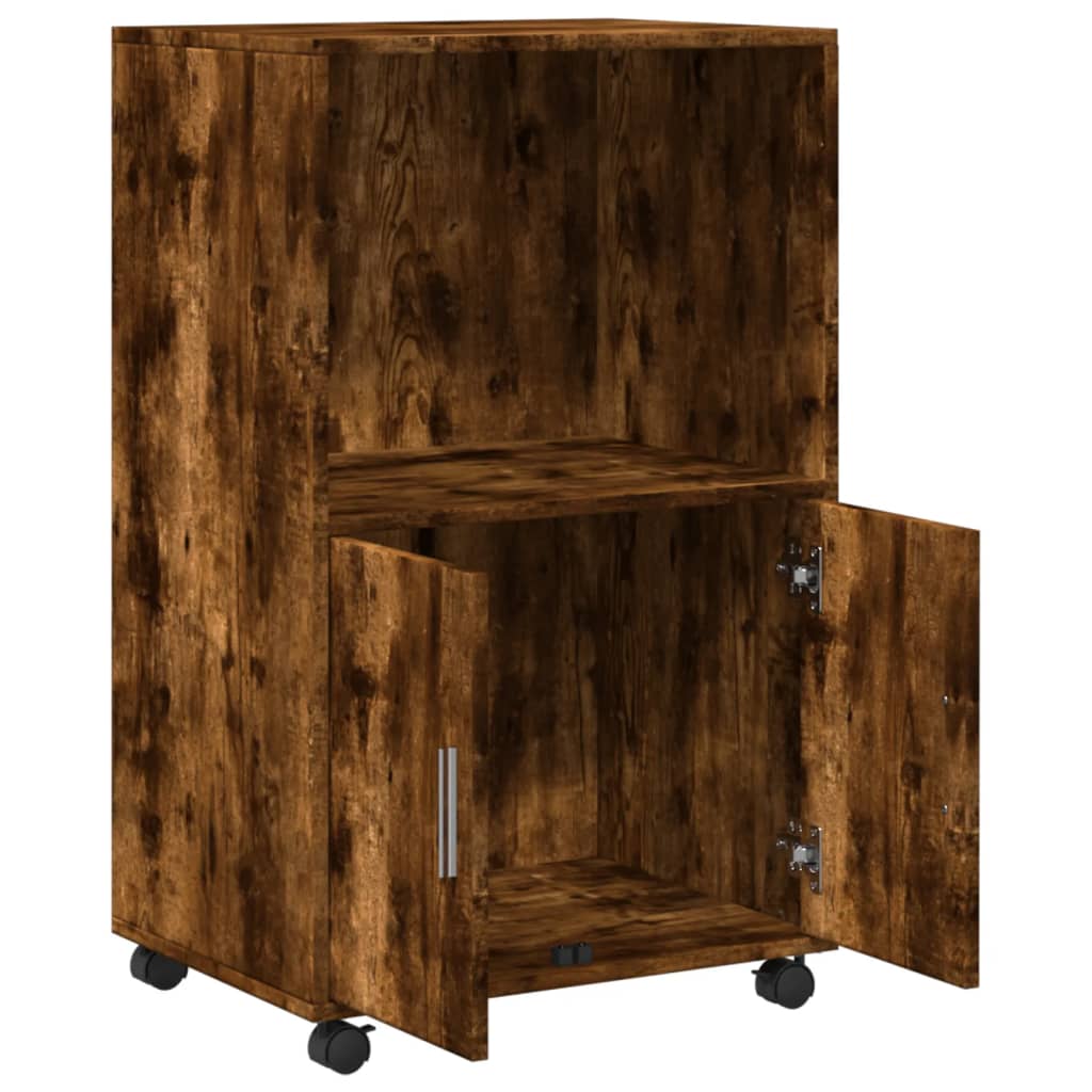 Rolling Cabinet Smoked Oak 55x40x91 cm Engineered Wood