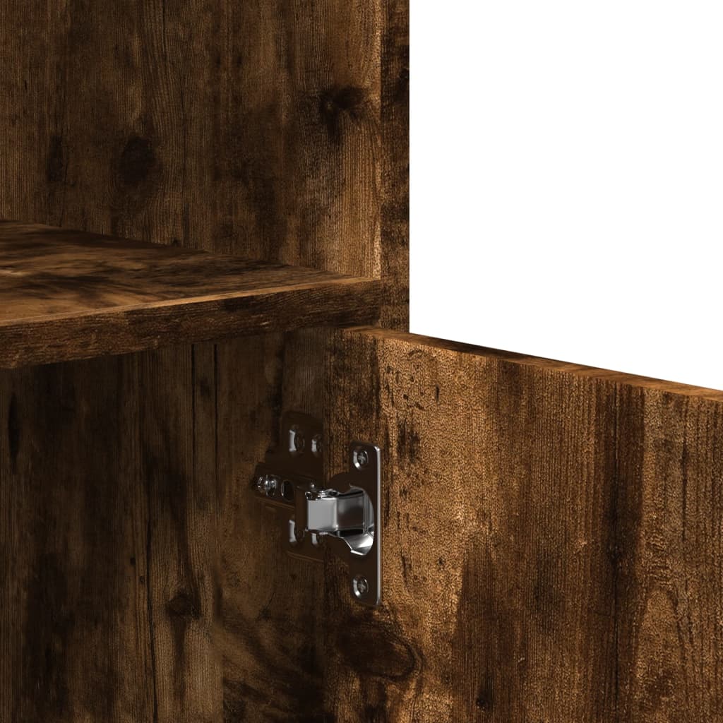 Rolling Cabinet Smoked Oak 55x40x91 cm Engineered Wood