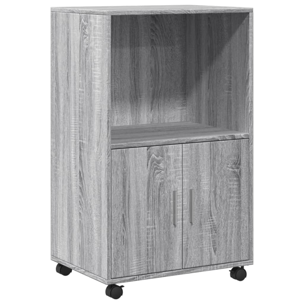 Rolling Cabinet Grey sonoma 55x40x91 cm Engineered Wood