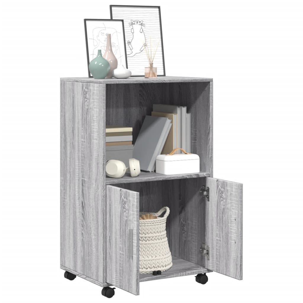 Rolling Cabinet Grey sonoma 55x40x91 cm Engineered Wood