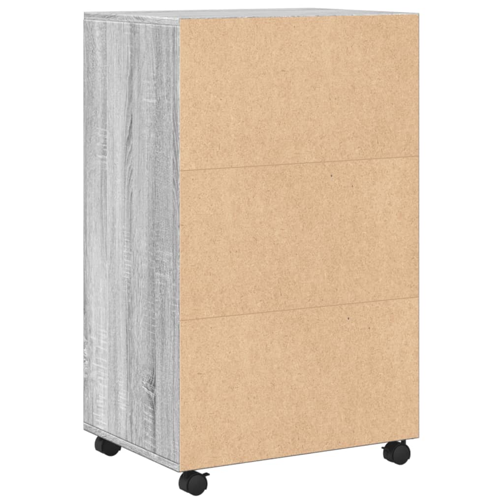 Rolling Cabinet Grey sonoma 55x40x91 cm Engineered Wood