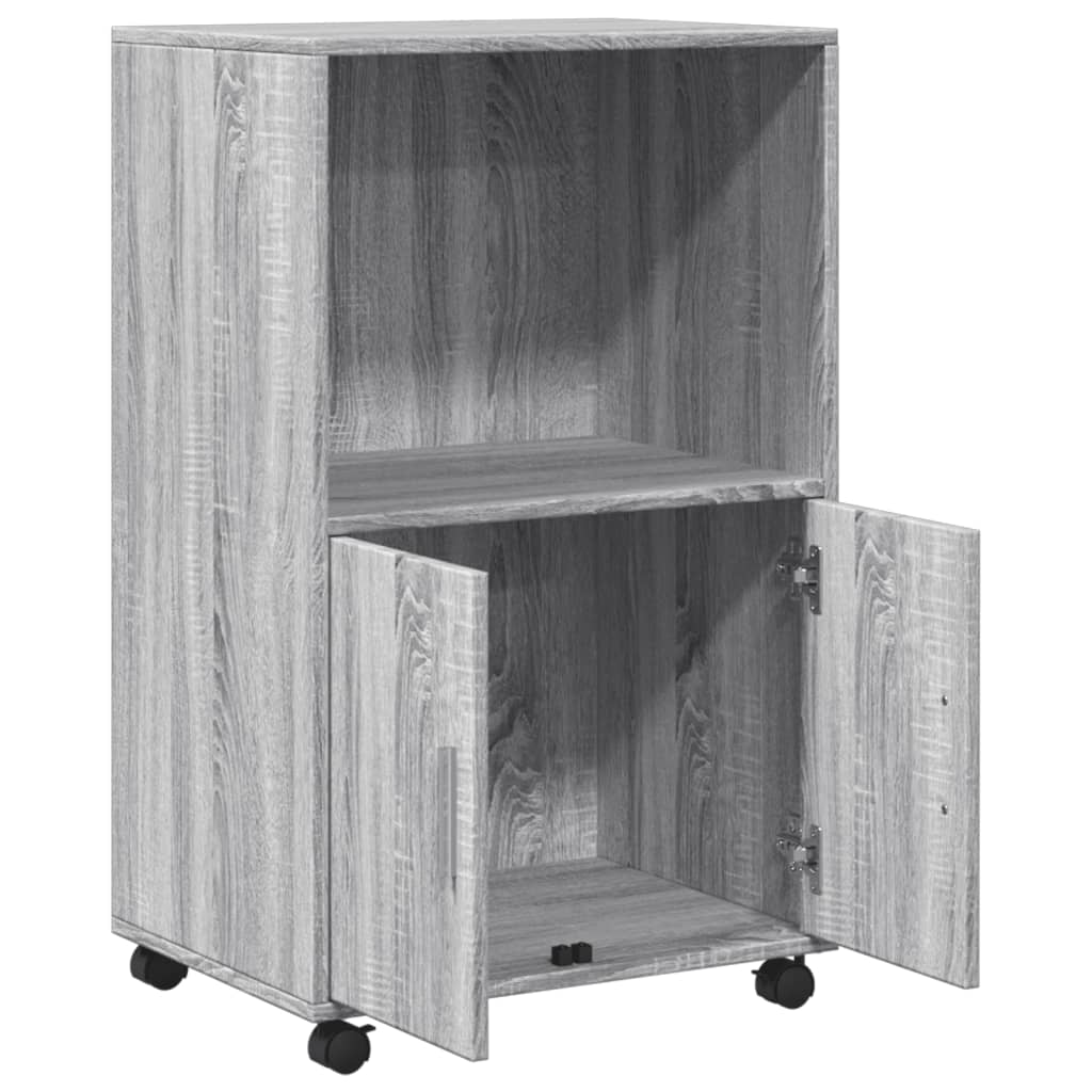 Rolling Cabinet Grey sonoma 55x40x91 cm Engineered Wood