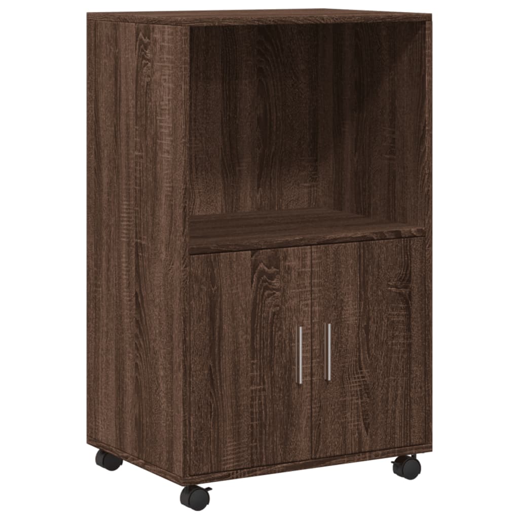 Rolling Cabinet Brown Oak 55x40x91 cm Engineered Wood