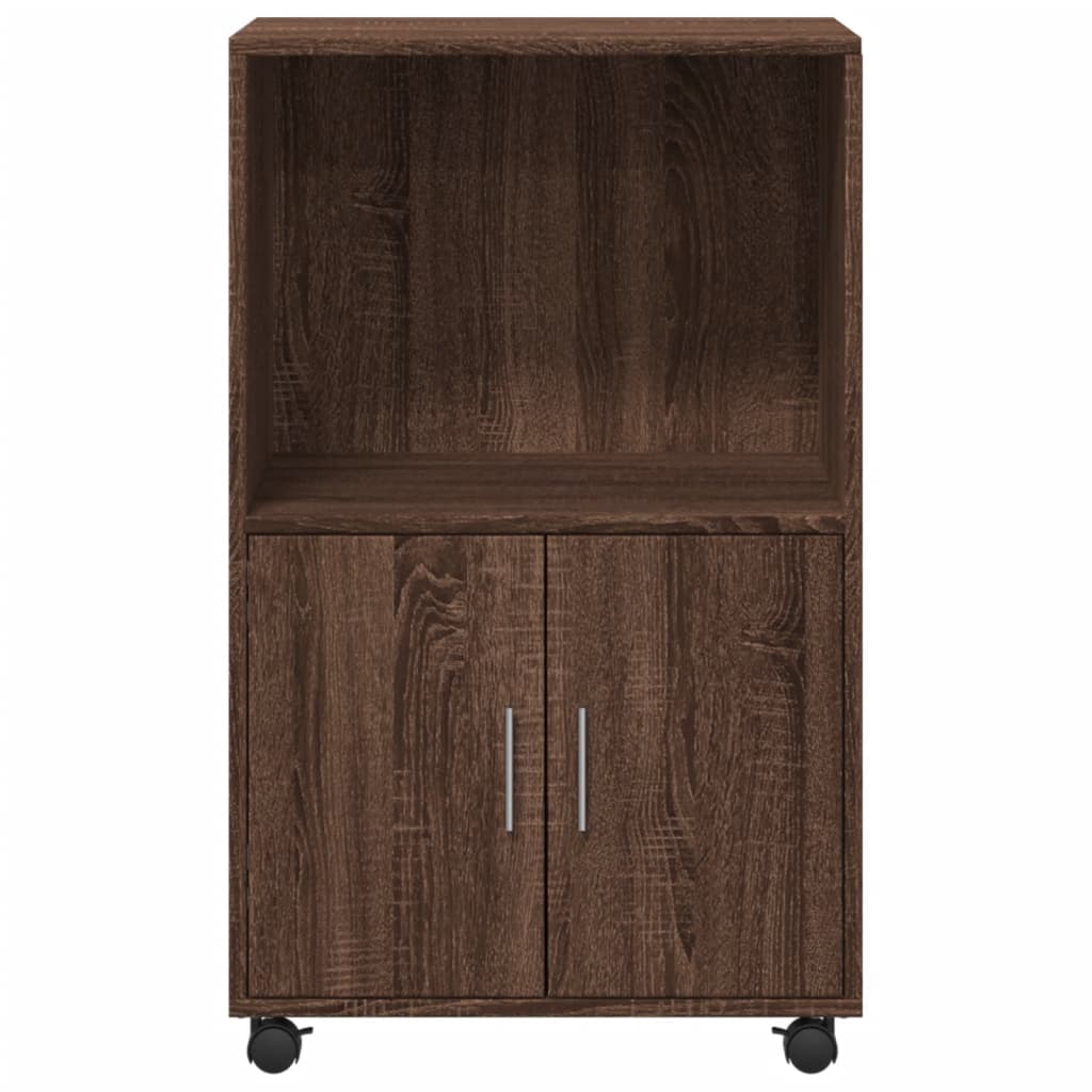 Rolling Cabinet Brown Oak 55x40x91 cm Engineered Wood