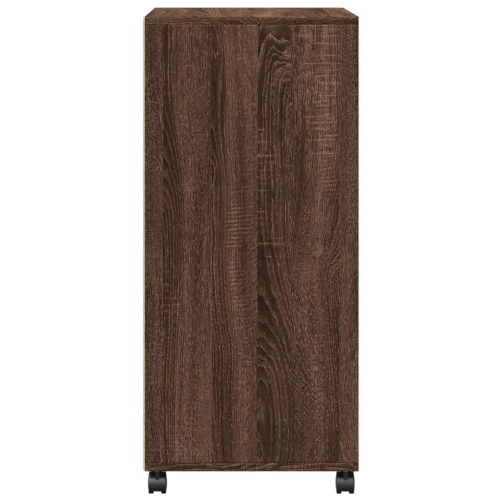 Rolling Cabinet Brown Oak 55x40x91 cm Engineered Wood
