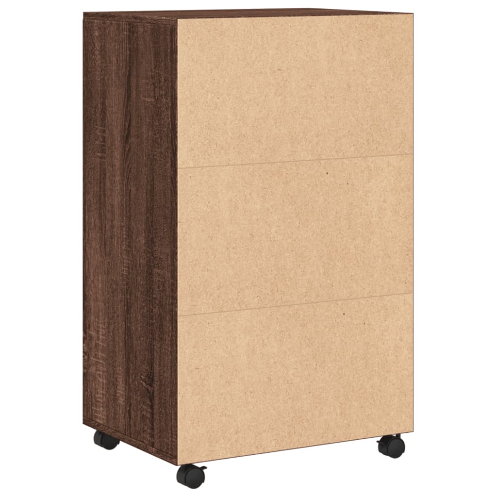 Rolling Cabinet Brown Oak 55x40x91 cm Engineered Wood