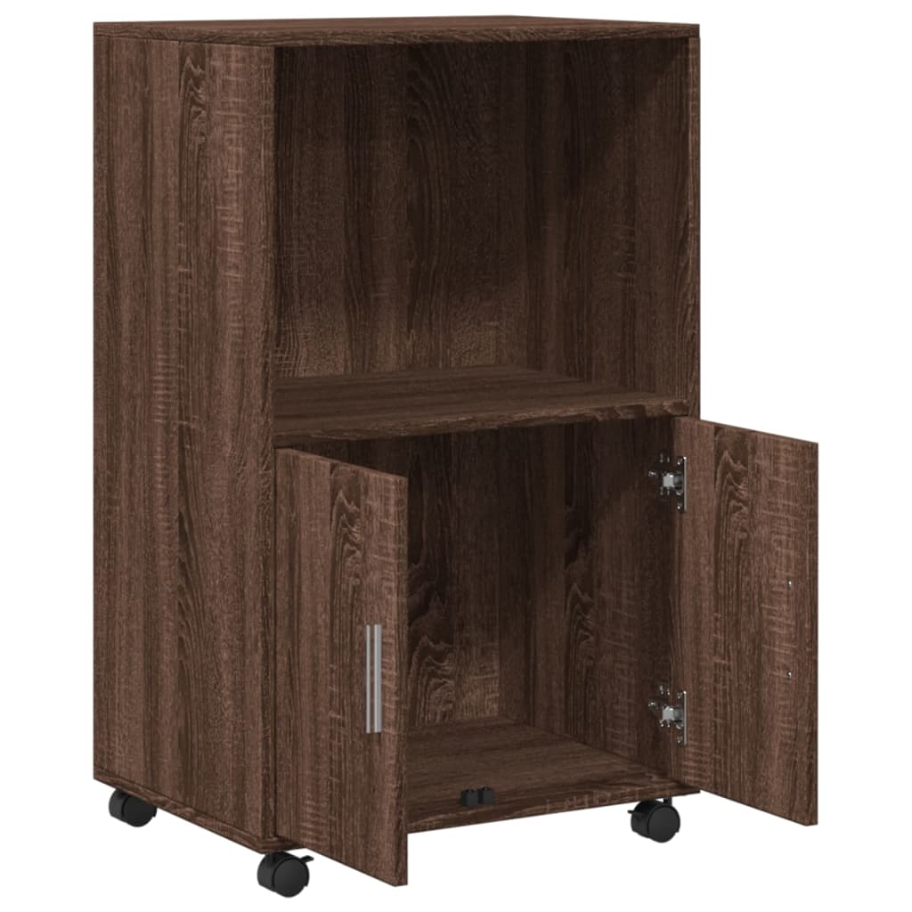 Rolling Cabinet Brown Oak 55x40x91 cm Engineered Wood