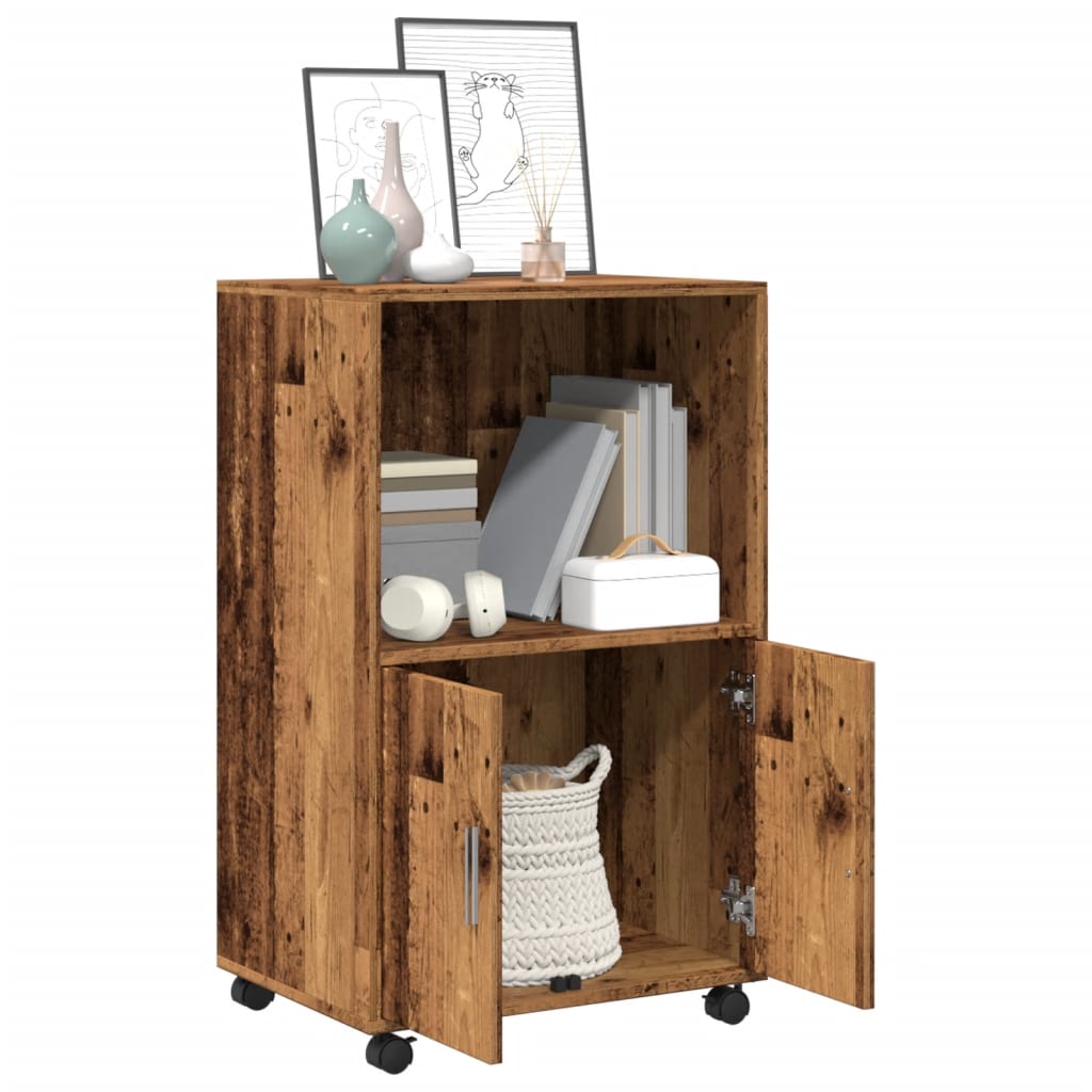 Rolling Cabinet Old Wood 55x40x91 cm Engineered Wood